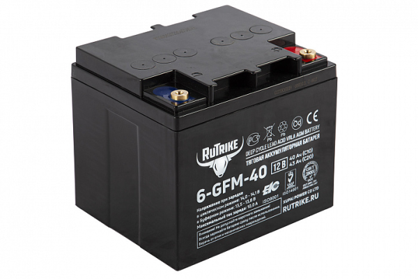 Аккумуляторная батарея RuTrike 6-GFM-40 (12V43A/H C20)