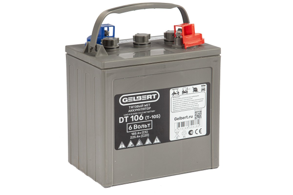 Тяговый WET аккумулятор Gelbert DT106 (T-105) 6V185A/H C5